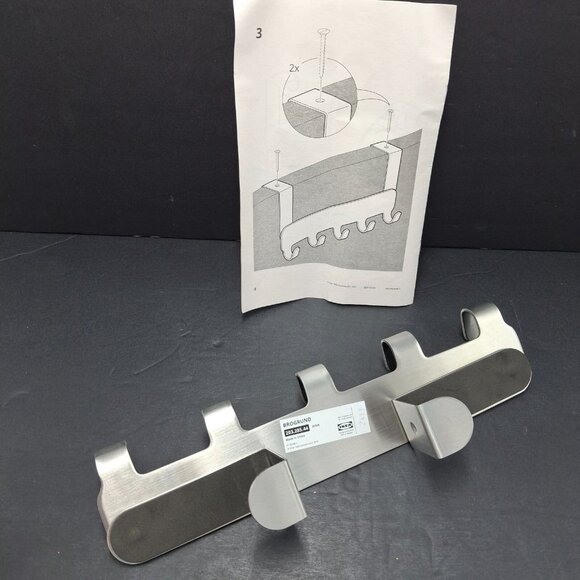 Ikea BROGRUND 203.285.44 Stainless Steel Door Hanger Floating Coat Towel 5 Hooks - Picture 3 of 9